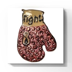 Rhinestone Breast Cancer Boxing Glove Pendant